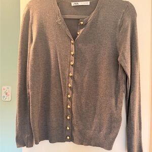 Zara Button-Up Women's Cardigan (gold buttons)